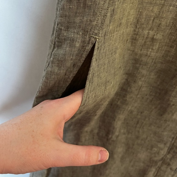 Poetry Linen Dress Button Front Short Sleeve V-Neck Minimalist Lagenlook Sz 8 - Picture 5 of 12